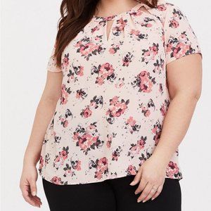 Plus Size 3X Womens Skull Georgette Torrid Cut-out blouse gothic Pink rockabilly